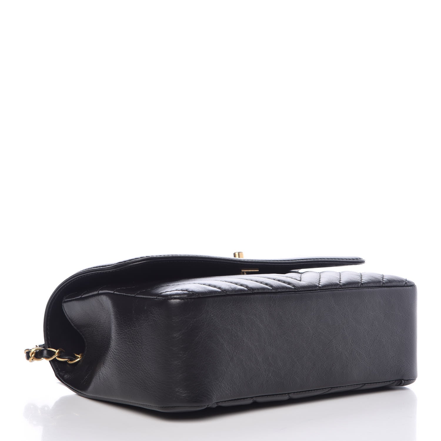 Chanel Calfskin Chevron Quilted Top Handle Flap Black 4 of 9