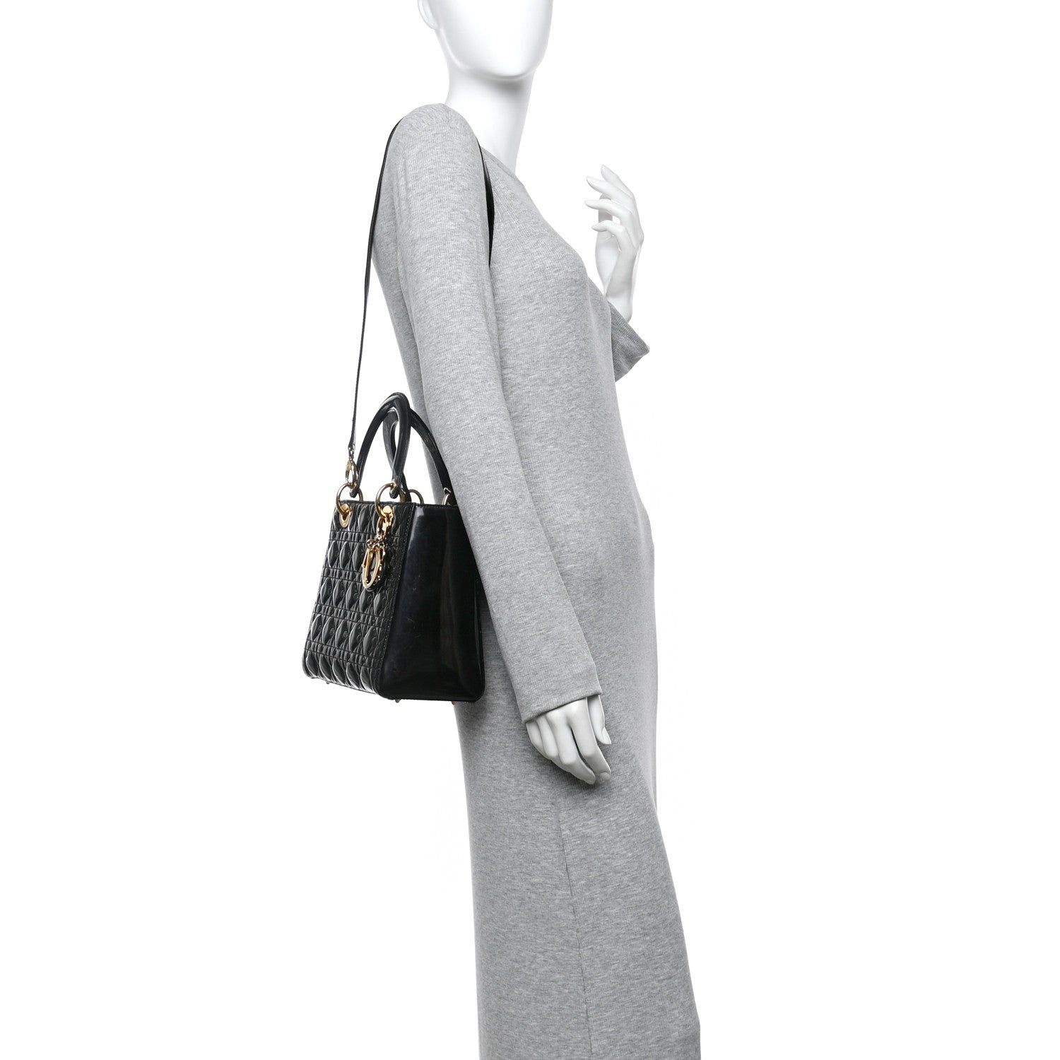Christian Dior Patent Cannage Medium Lady Dior Black 2 of 14