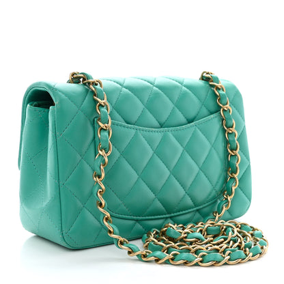 Chanel Lambskin Quilted Mini Rectangular Flap Turquoise 3 of 14