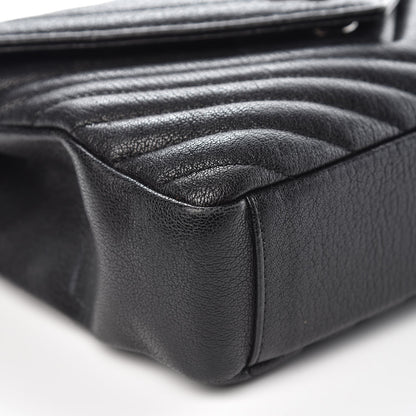 Saint Laurent Sheepskin Matelasse Chevron Monogram Medium College Bag Black 8 of 10
