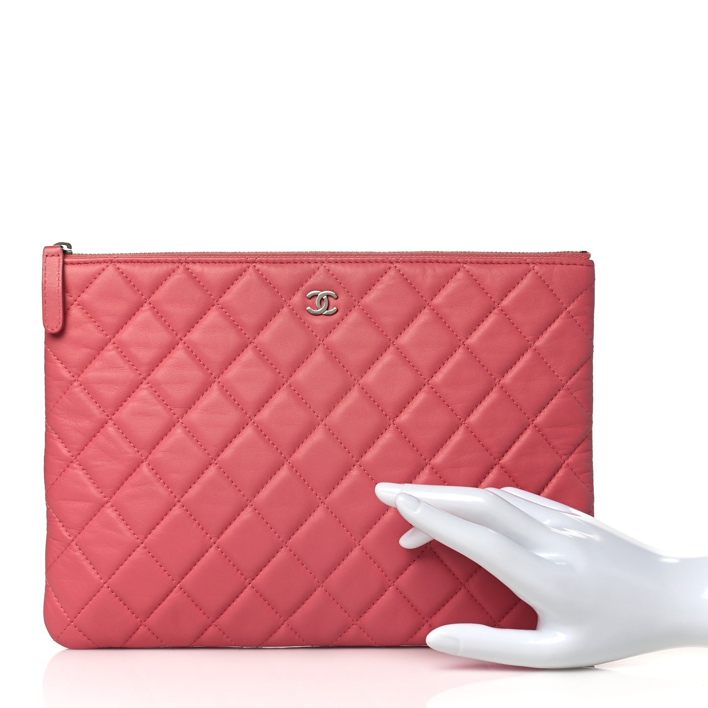 Lambskin Quilted Medium Cosmetic Case Pink