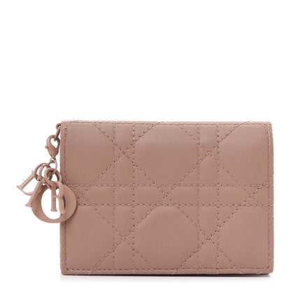 Christian Dior Ultra Matte Calfskin Cannage Small Lady Dior Flap Card Holder Beige 1 of 11