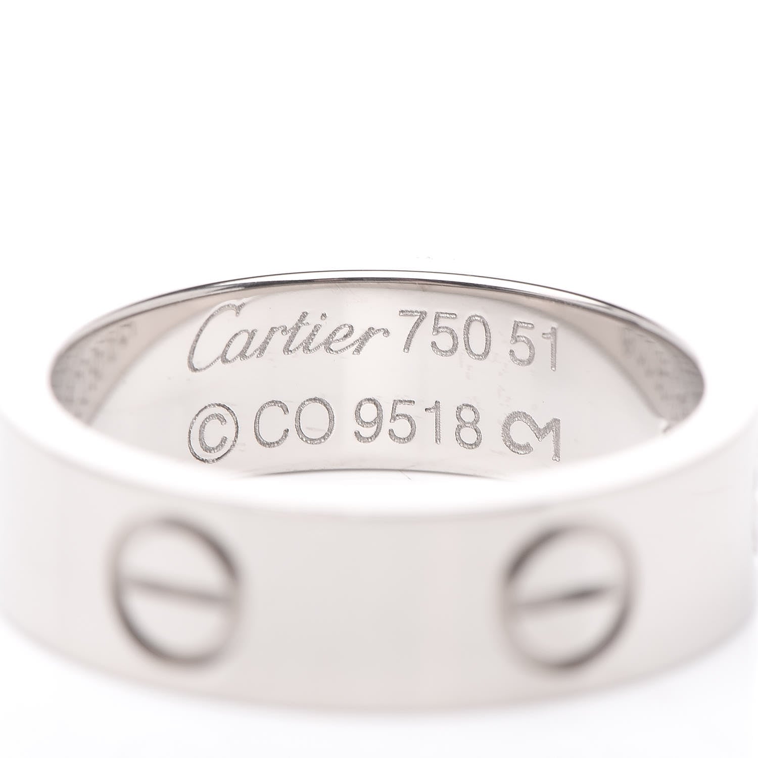 Cartier 18K White Gold 5.5mm LOVE Ring 51 5.75 4 of 5
