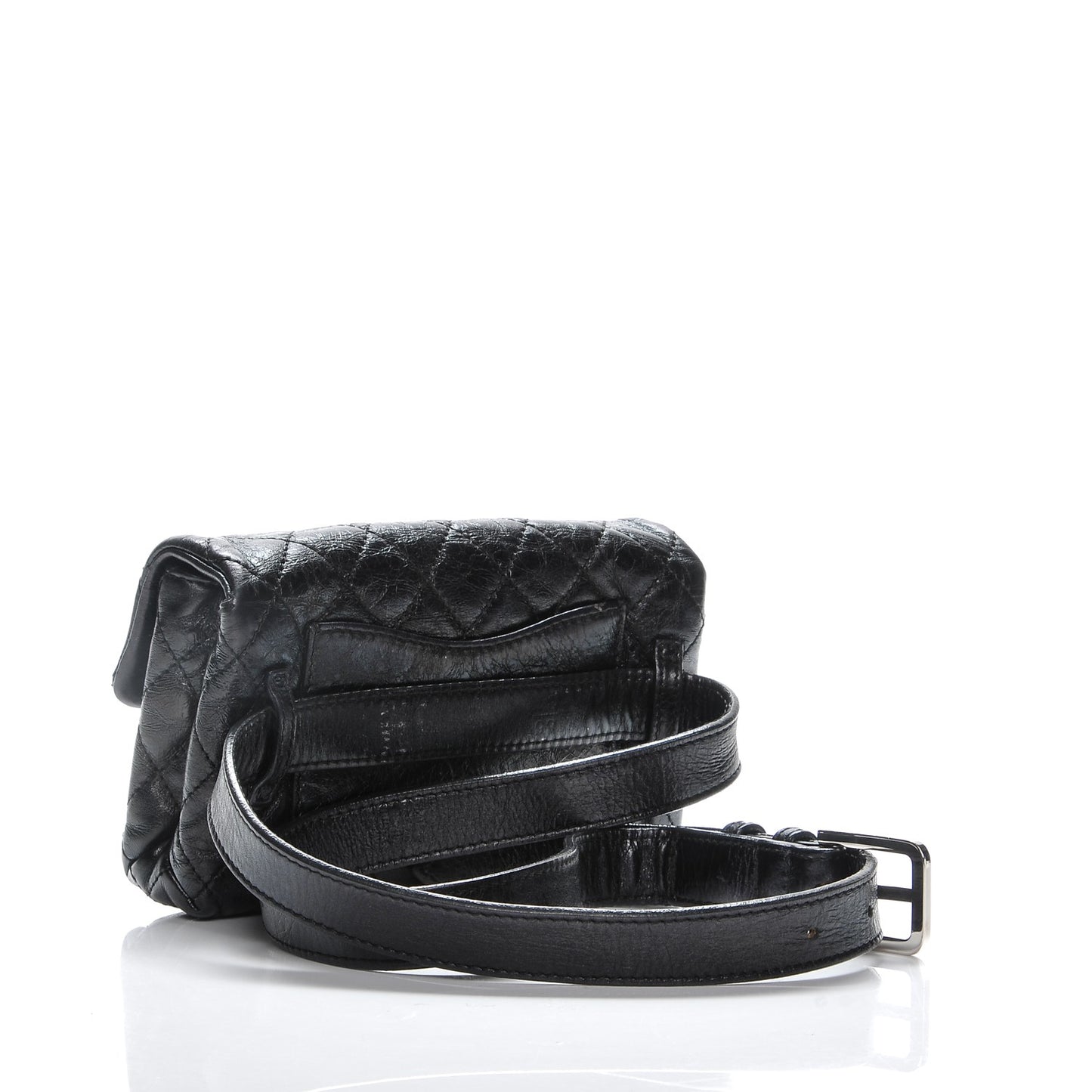 Glazed Calfskin Quilted 2.55 Reissue Flap Belt Bag Clutch Black