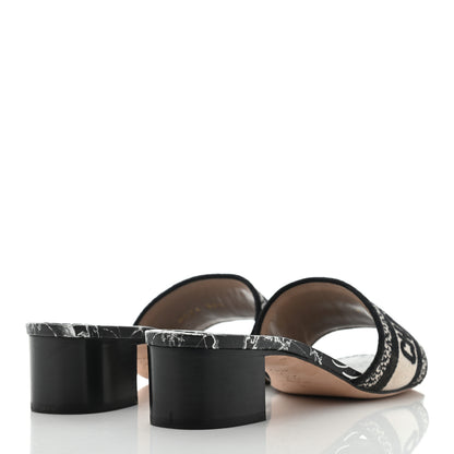 Christian Dior Canvas Around The World Embroidered Dway 40mm Slide Sandals 36.5 Black 4 of 8