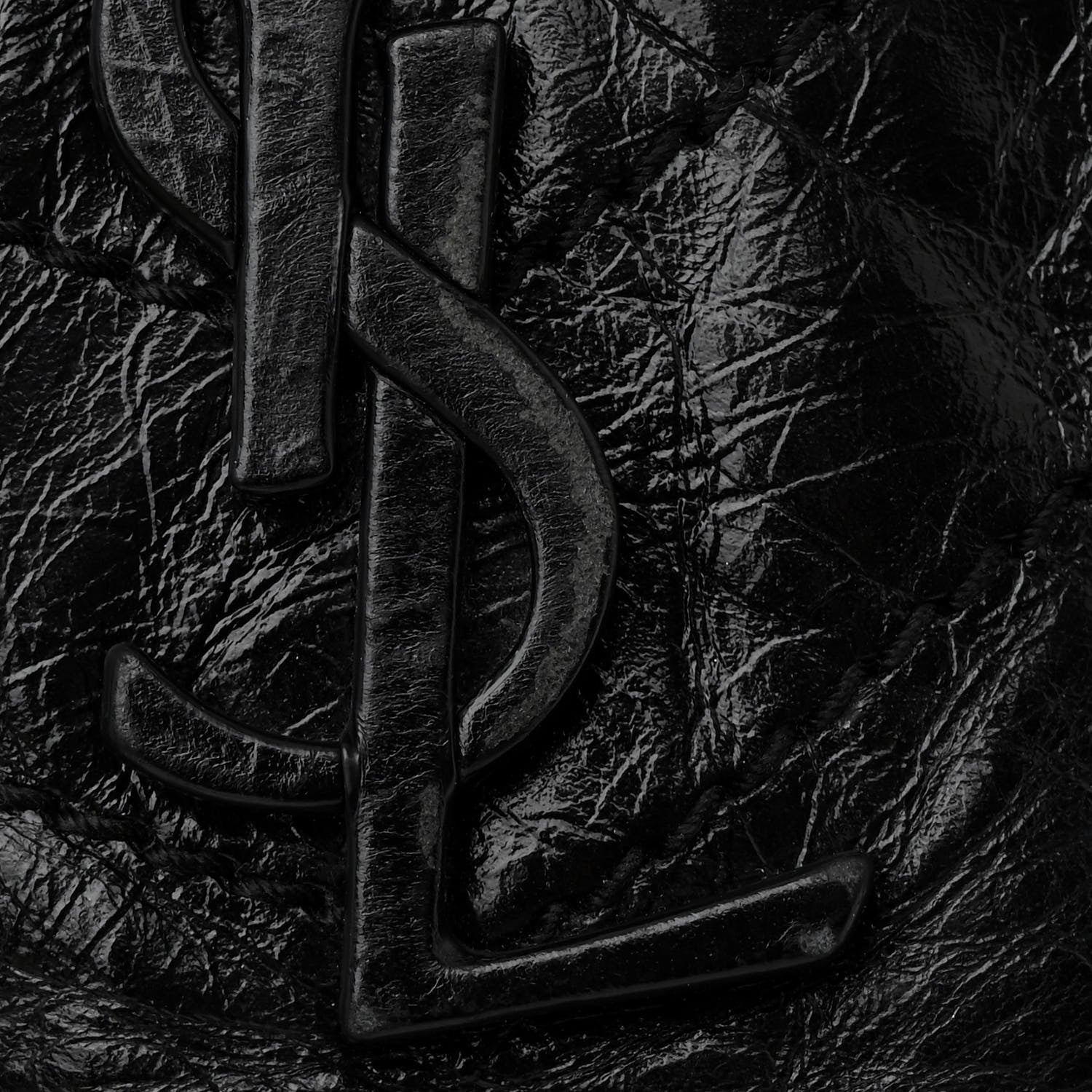 Saint Laurent Crinkled Calfskin Matelasse Monogram Large Niki Chain Satchel Black 13 of 14