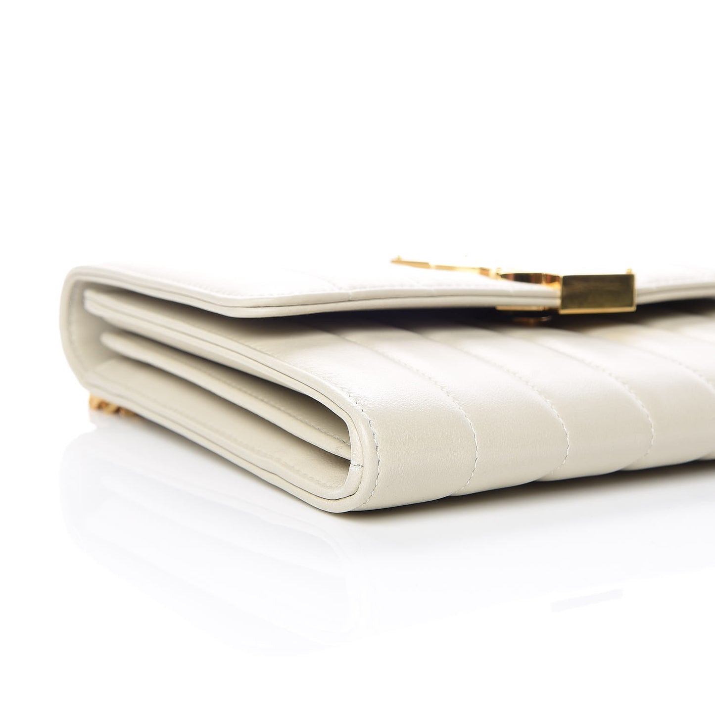 Lambskin Matelasse Monogram Vicky Chain Wallet Off White