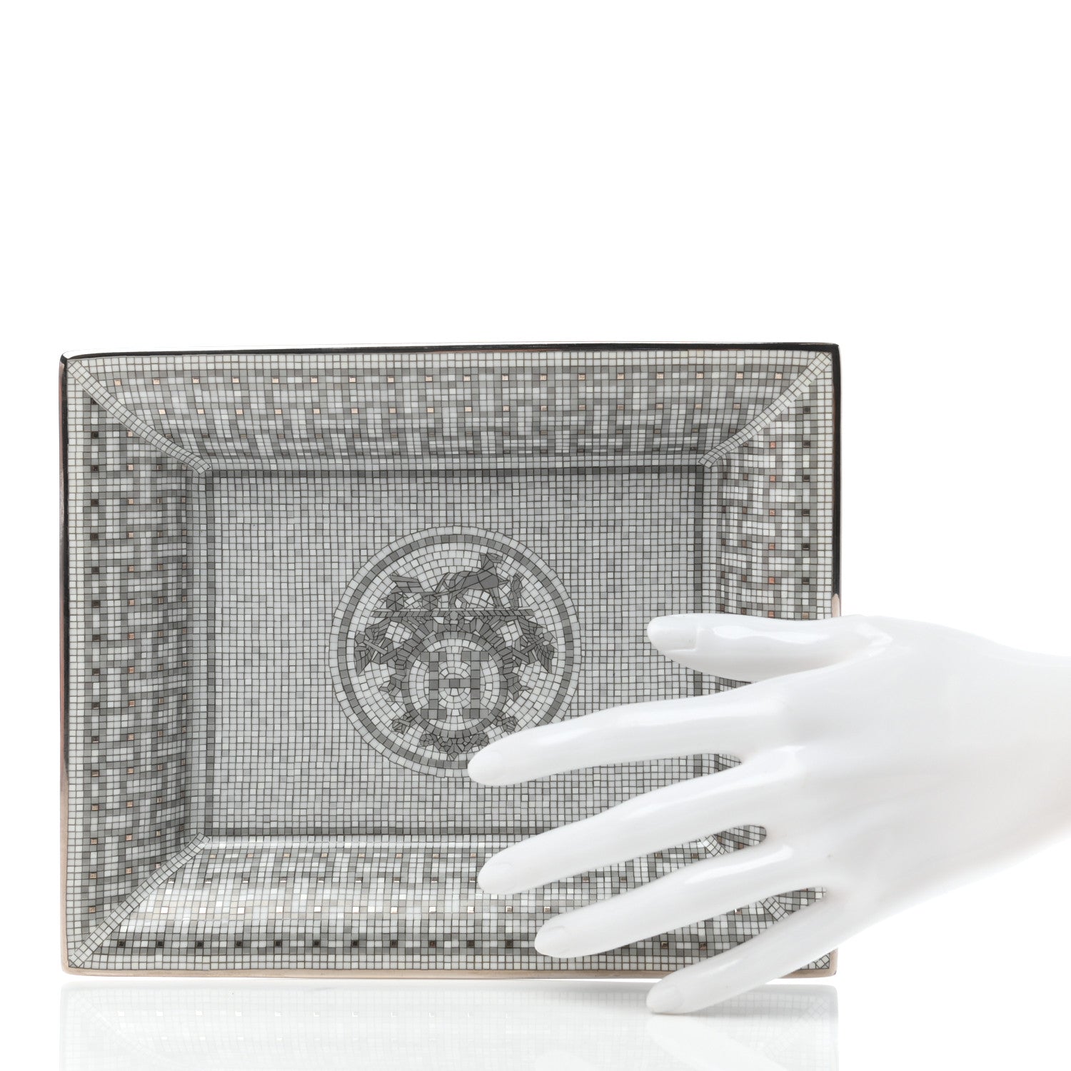 Hermes Porcelain Mosaique Au 24 Platine Change Tray 2 of 7