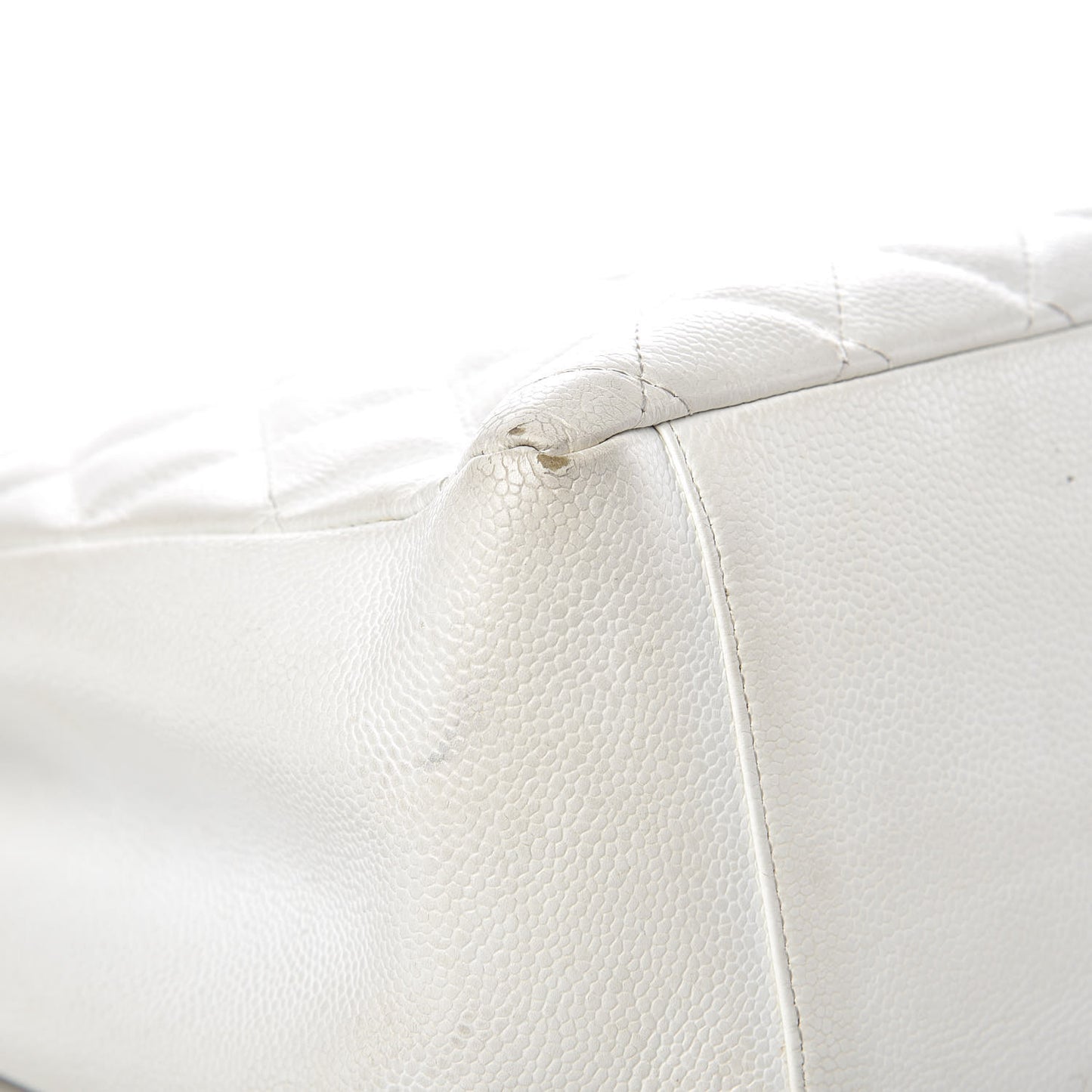 Caviar Quilted Grand Shopping Tote GST White