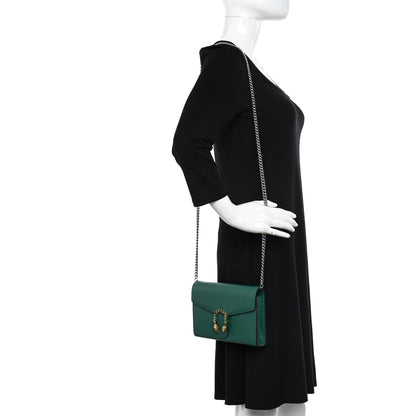 Gucci Calfskin Mini Dionysus Chain Wallet Emerald 2 of 9