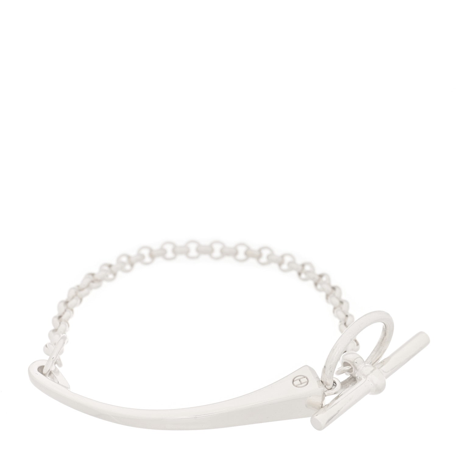 Hermes Sterling Silver Clou de Forge Toggle Bracelet LG 1 of 3
