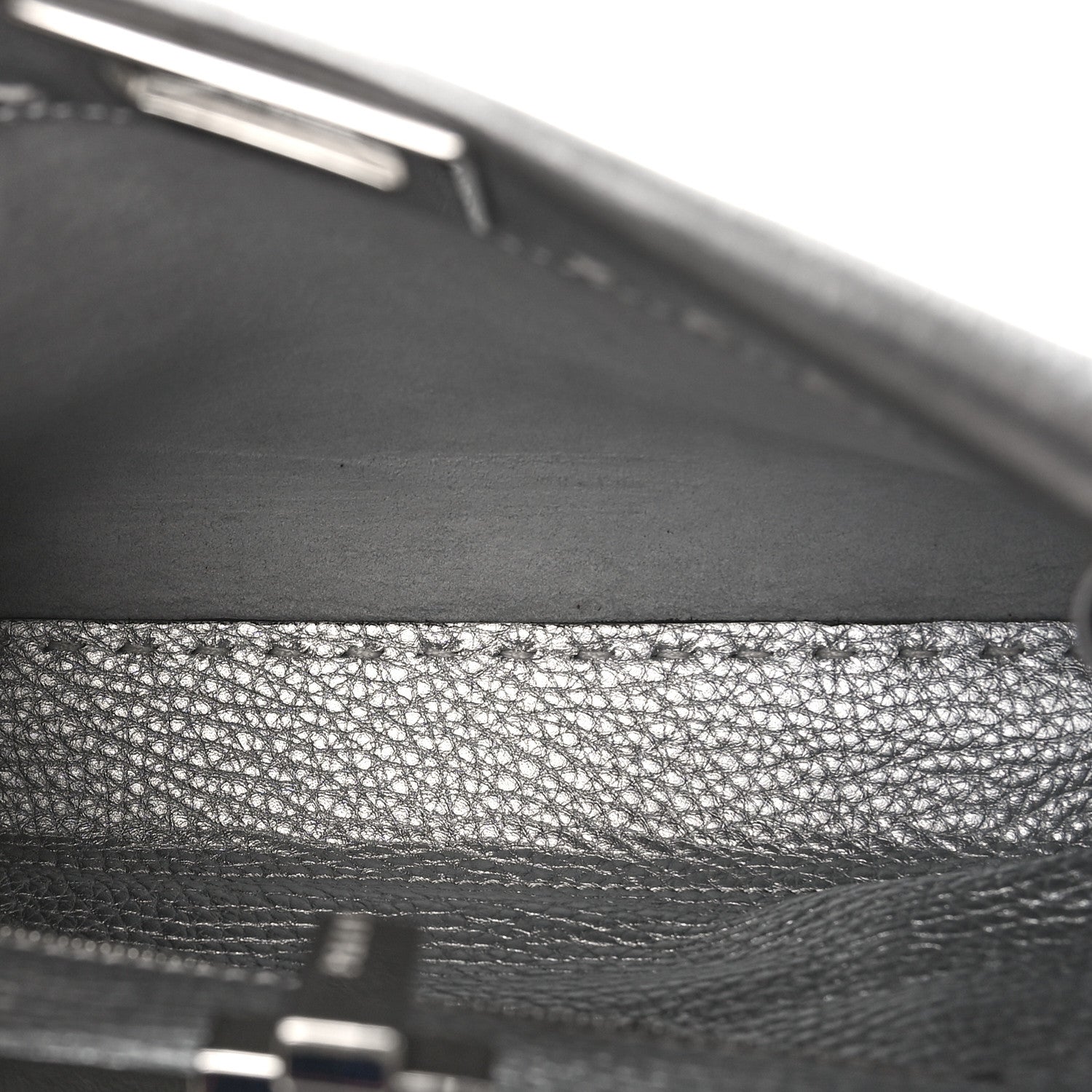 Fendi Cuoio Romano Lux Selleria Mini Peekaboo Iconic Satchel Argento 5 of 9