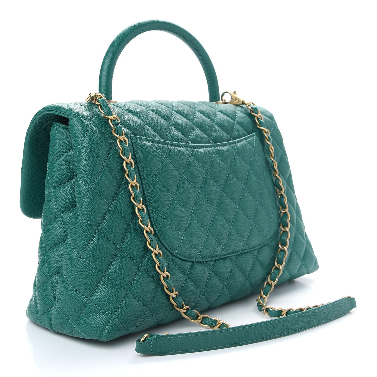 Caviar Quilted Medium Coco Handle Flap Green