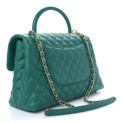 Chanel Caviar Quilted Medium Coco Handle Flap Green 2 of 8