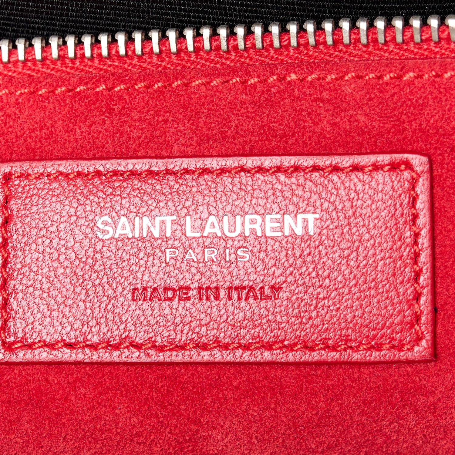 Saint Laurent Calfskin Crocodile Embossed Small Cabas Rive Gauche Red 6 of 11