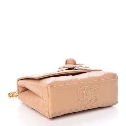 Chanel Lambskin Quilted Mini Camellia Flap Beige 4 of 12