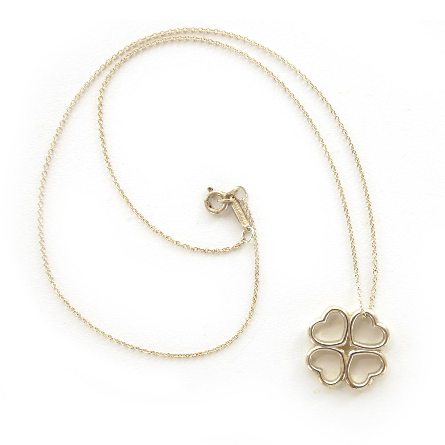Sterling Silver Four Heart Clover Pendant Necklace