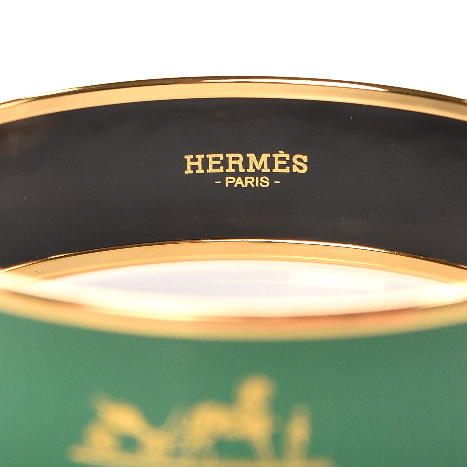 Hermes Enamel Wide Caleche Bracelet 65 Vert Sapin 4 of 5
