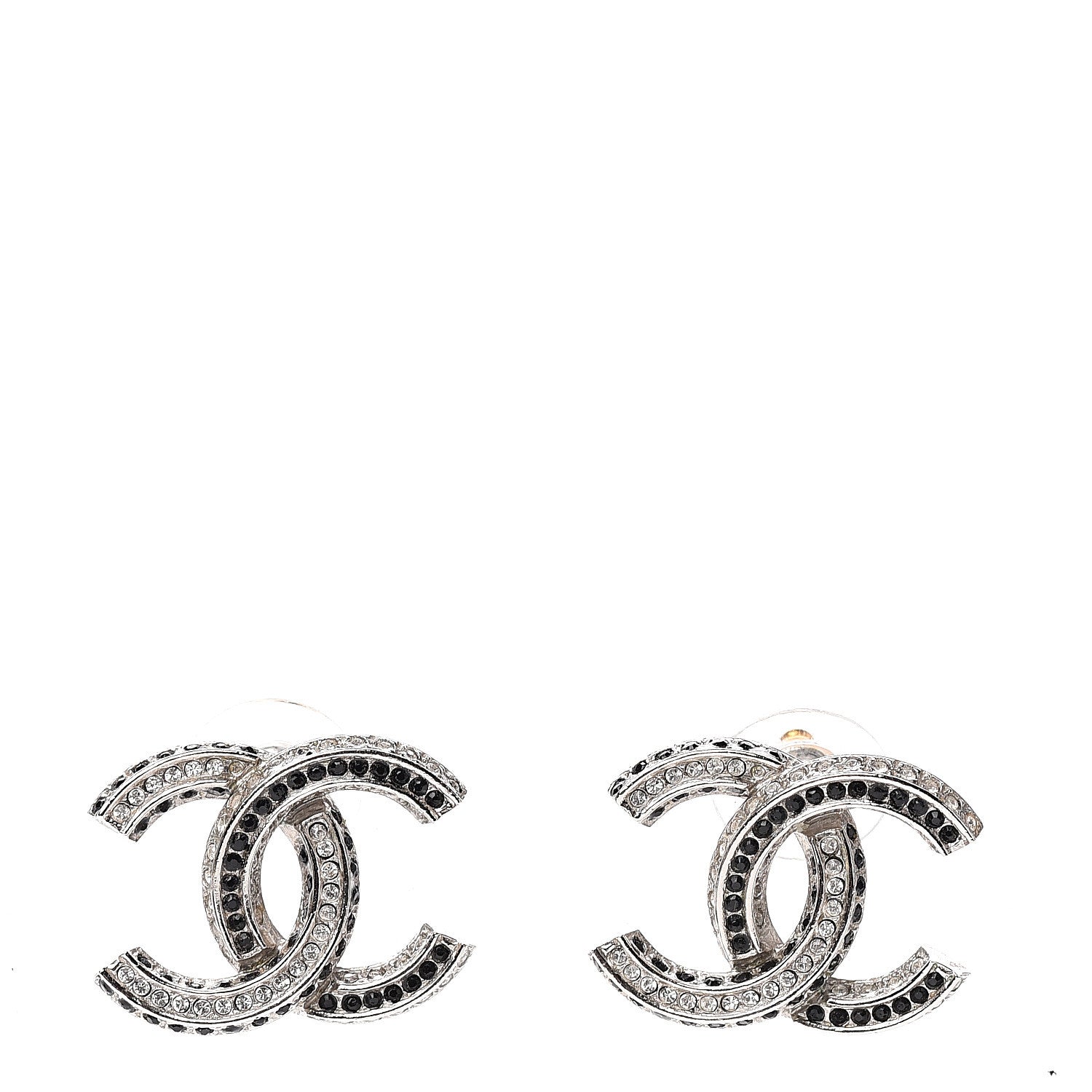 Chanel Baguette Crystal CC Earrings Silver 1 of 7