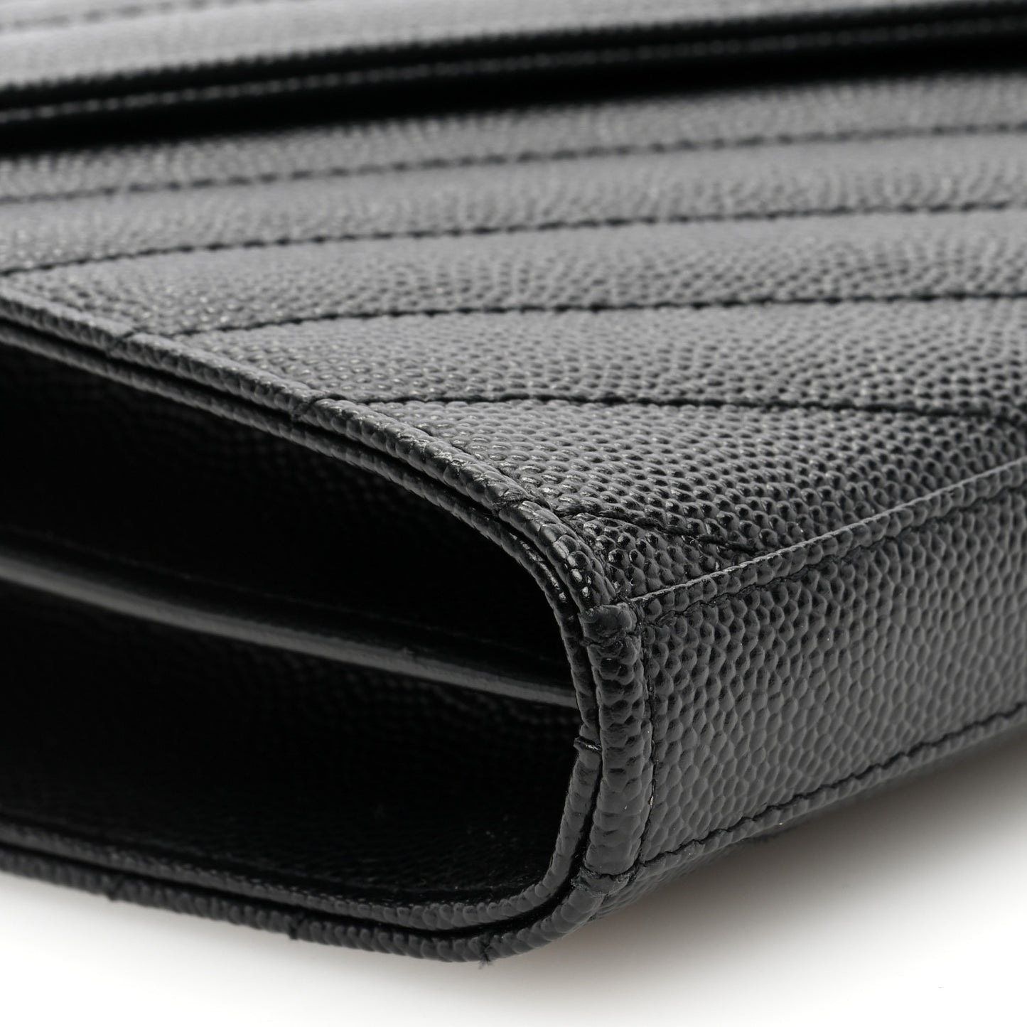 Grain De Poudre Matelasse Chevron Monogram Chain Wallet Black