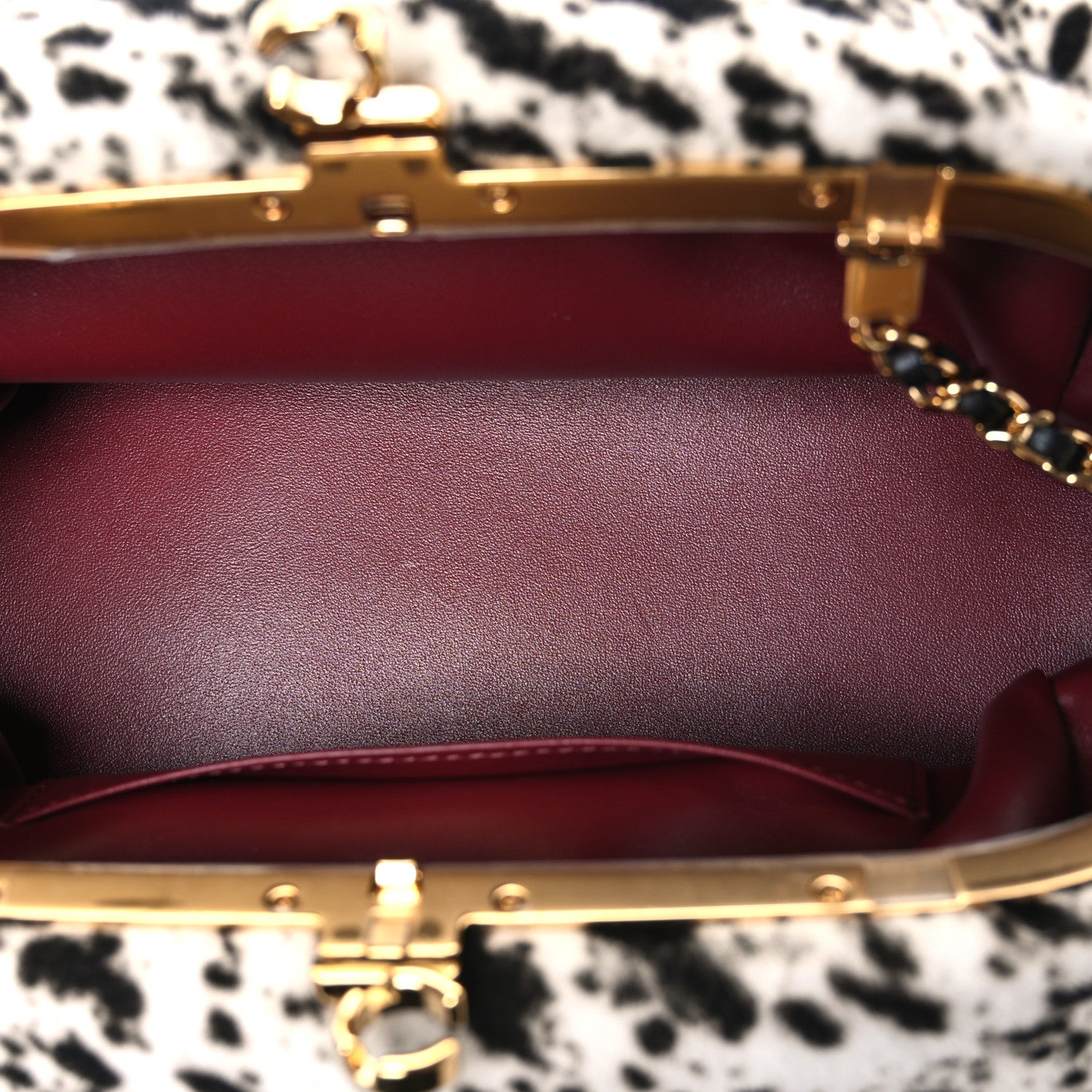 Chanel Lambskin Pony Hair Printed Clutch With Chain Black White 5 of 10