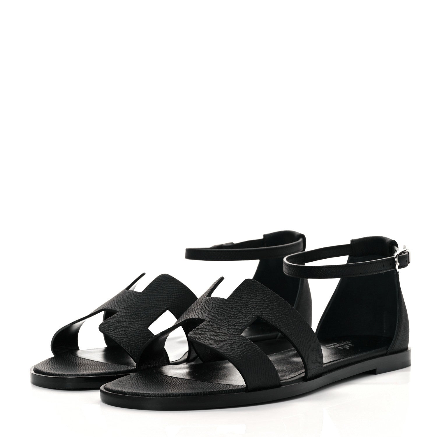 Hermes Epsom Santorini Sandals 37.5 Black 3 of 9