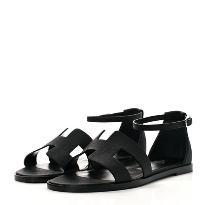 Hermes Epsom Santorini Sandals 37.5 Black 3 of 9