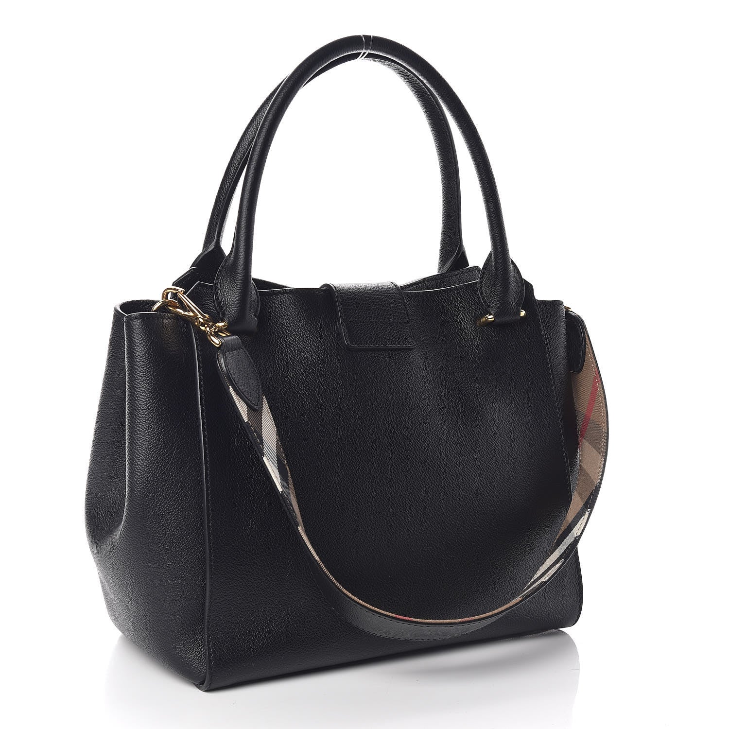 Burberry Soft Grain Calfskin Medium Buckle Tote Black 3 of 10