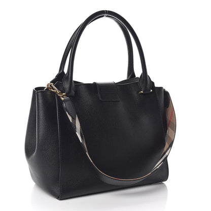 Burberry Soft Grain Calfskin Medium Buckle Tote Black 3 of 10