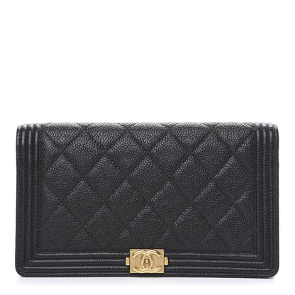 Chanel Caviar Quilted Boy Yen Wallet Black 1 of 9