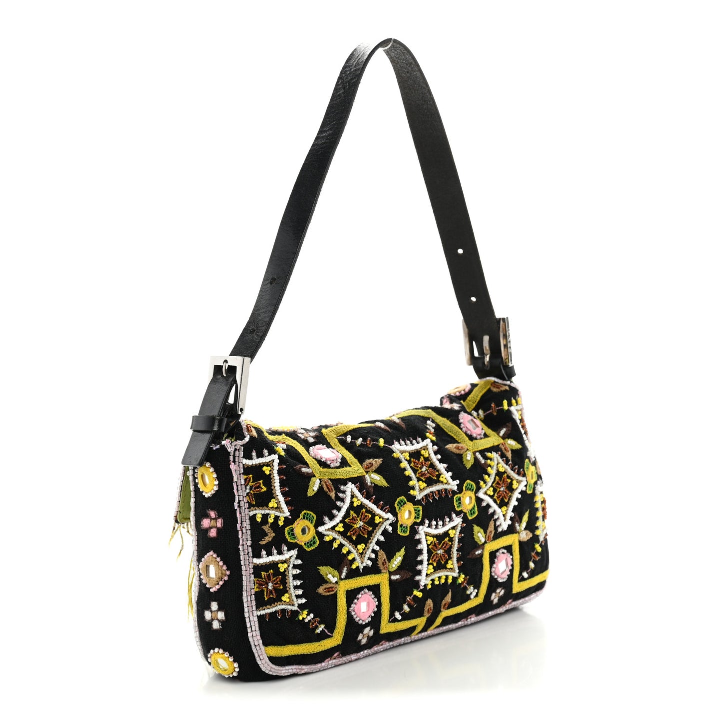 Canvas Beaded Baguette Black Multicolor
