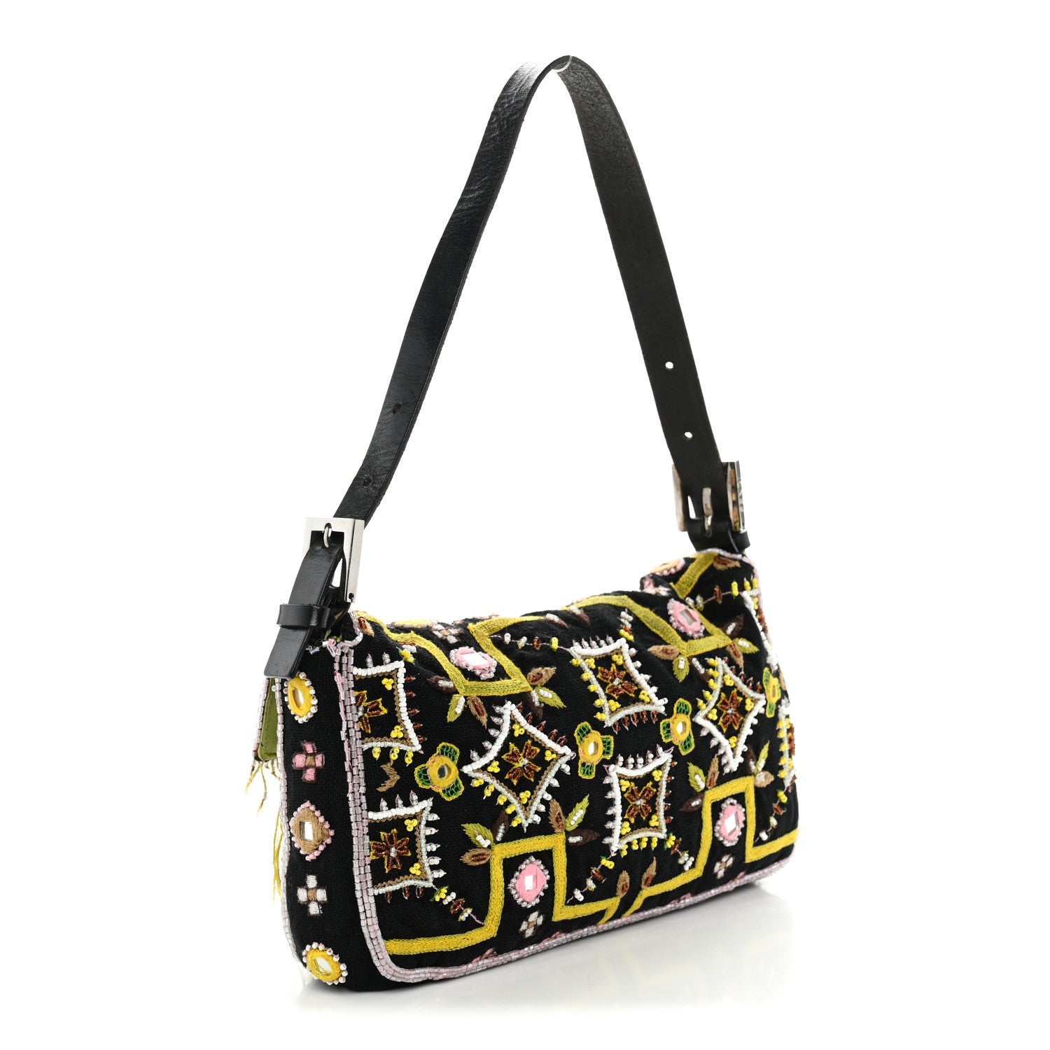 Fendi Canvas Beaded Baguette Black Multicolor 3 of 9