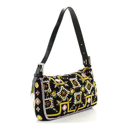 Fendi Canvas Beaded Baguette Black Multicolor 3 of 9