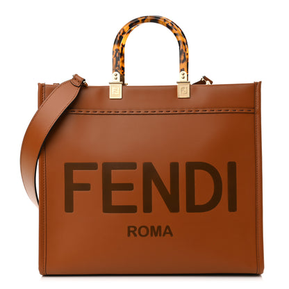 Fendi Vitello King Plexiglass Medium Fendi Sunshine Shopper Tote Cuoio 1 of 11