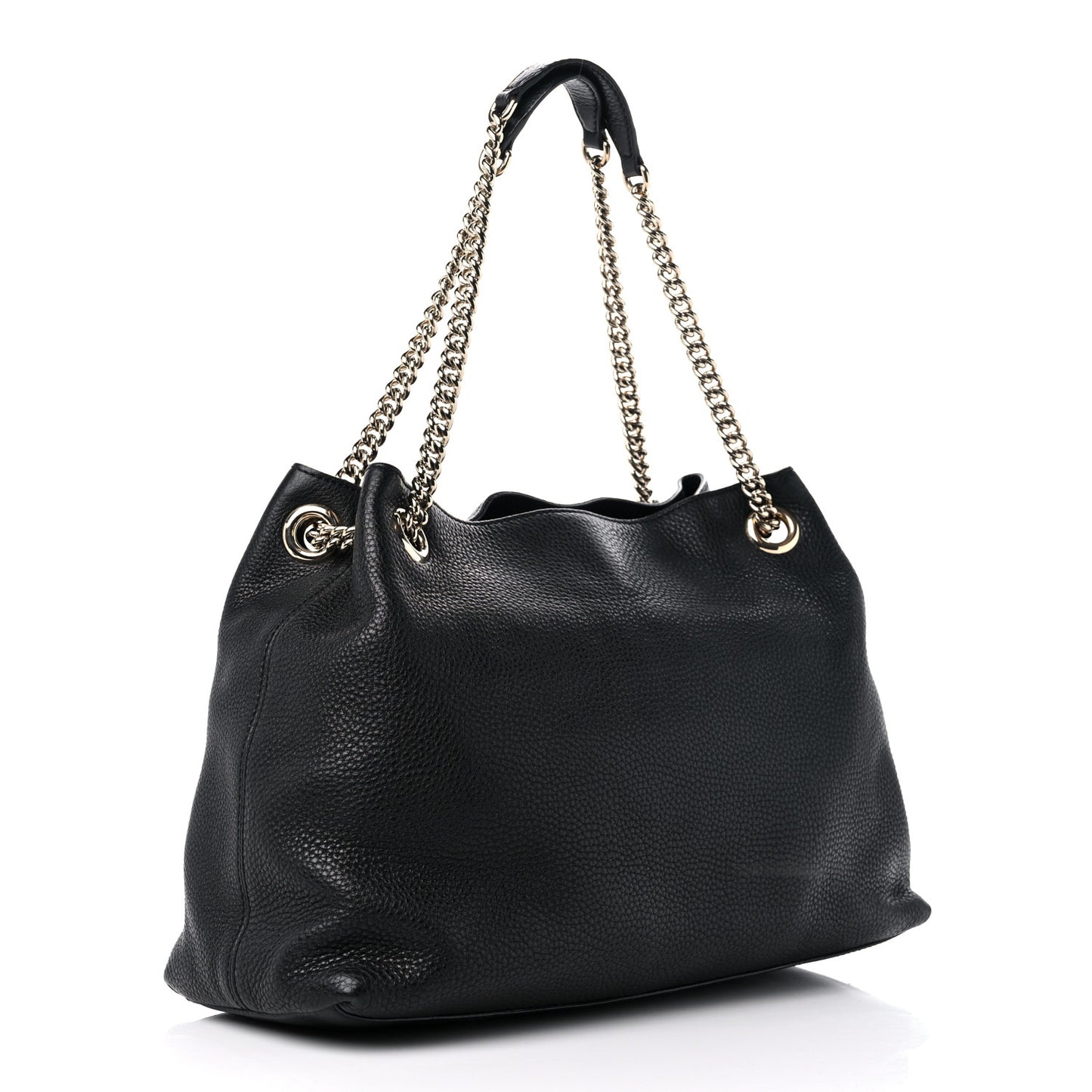 Pebbled Calfskin Medium Soho Chain Shoulder Bag Black