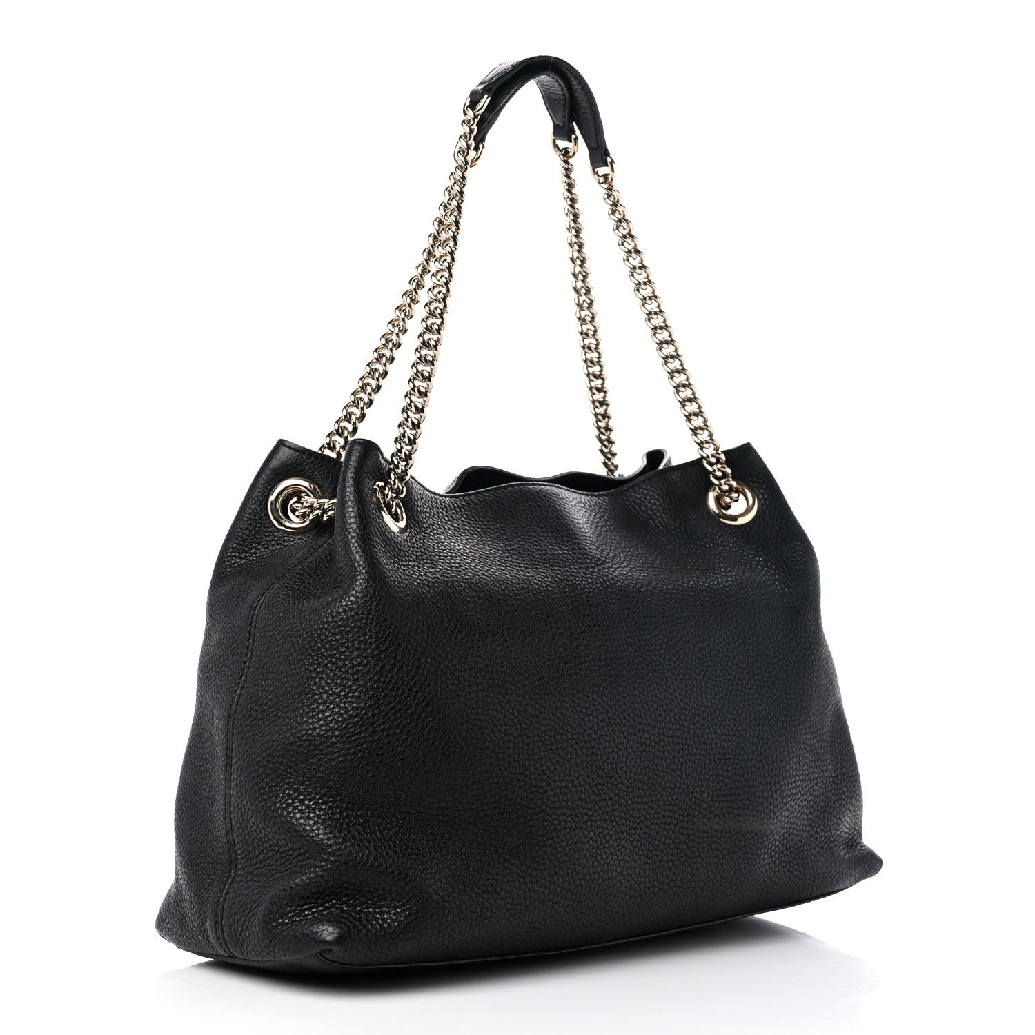 Gucci Pebbled Calfskin Medium Soho Chain Shoulder Bag Black 3 of 13