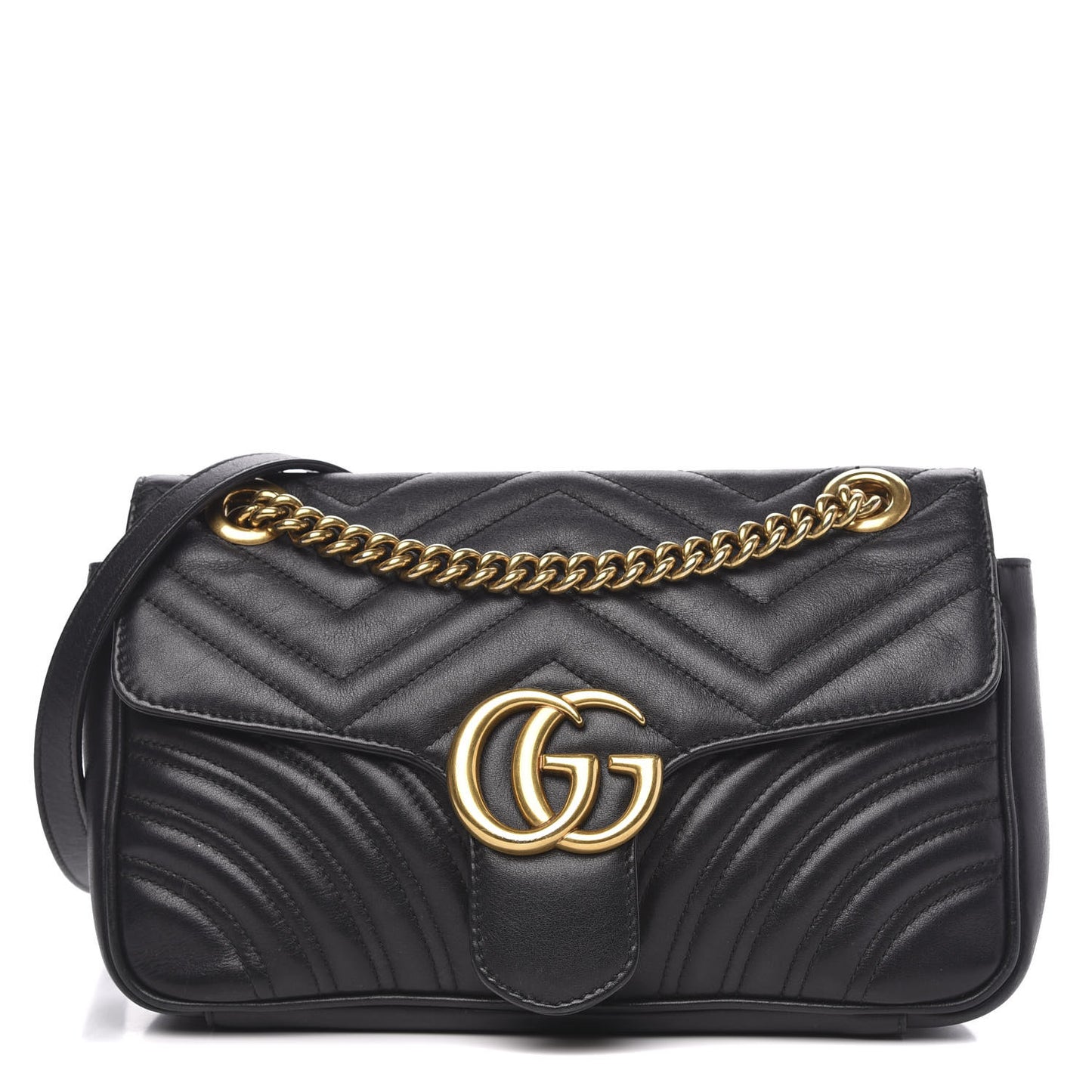 Calfskin Matelasse Small GG Marmont Shoulder Bag Black