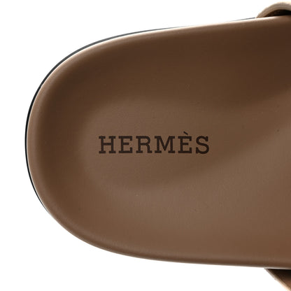 Hermes Suede Goatskin Womens Chypre Sandals 37 Beige Argile 7 of 9