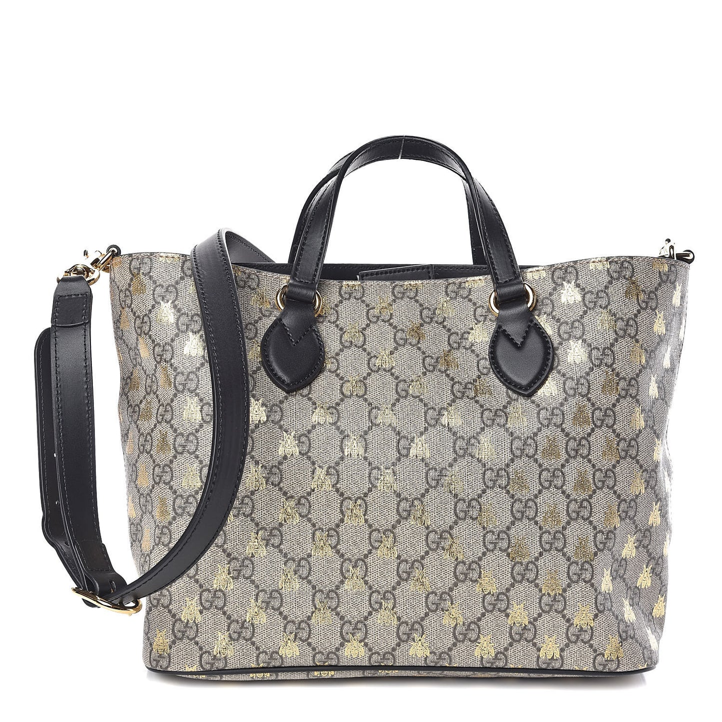 Soft GG Supreme Monogram Bees Small Crossbody Tote Beige Oro Black