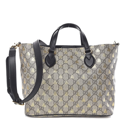 Gucci Soft GG Supreme Monogram Bees Small Crossbody Tote Beige Oro Black 1 of 10