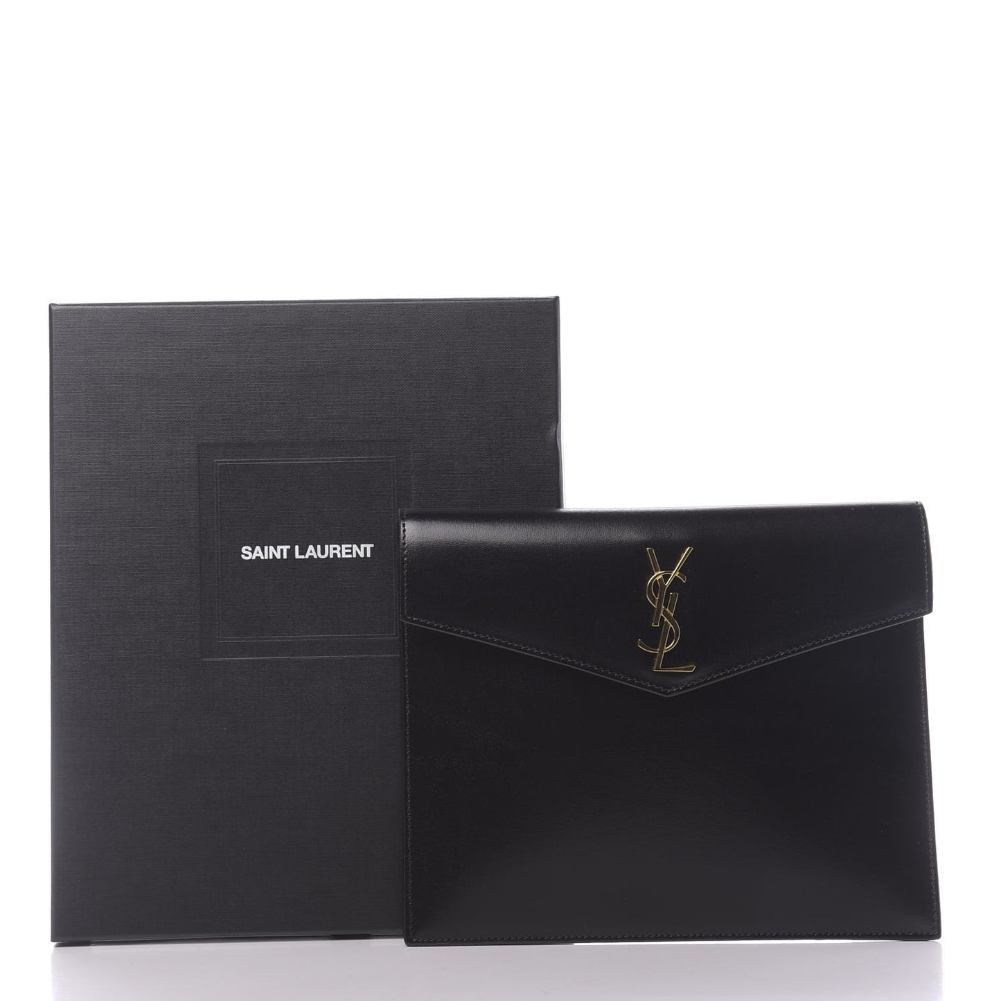 Smooth Shiny Calfskin Monogram Uptown Baby Pouch Black