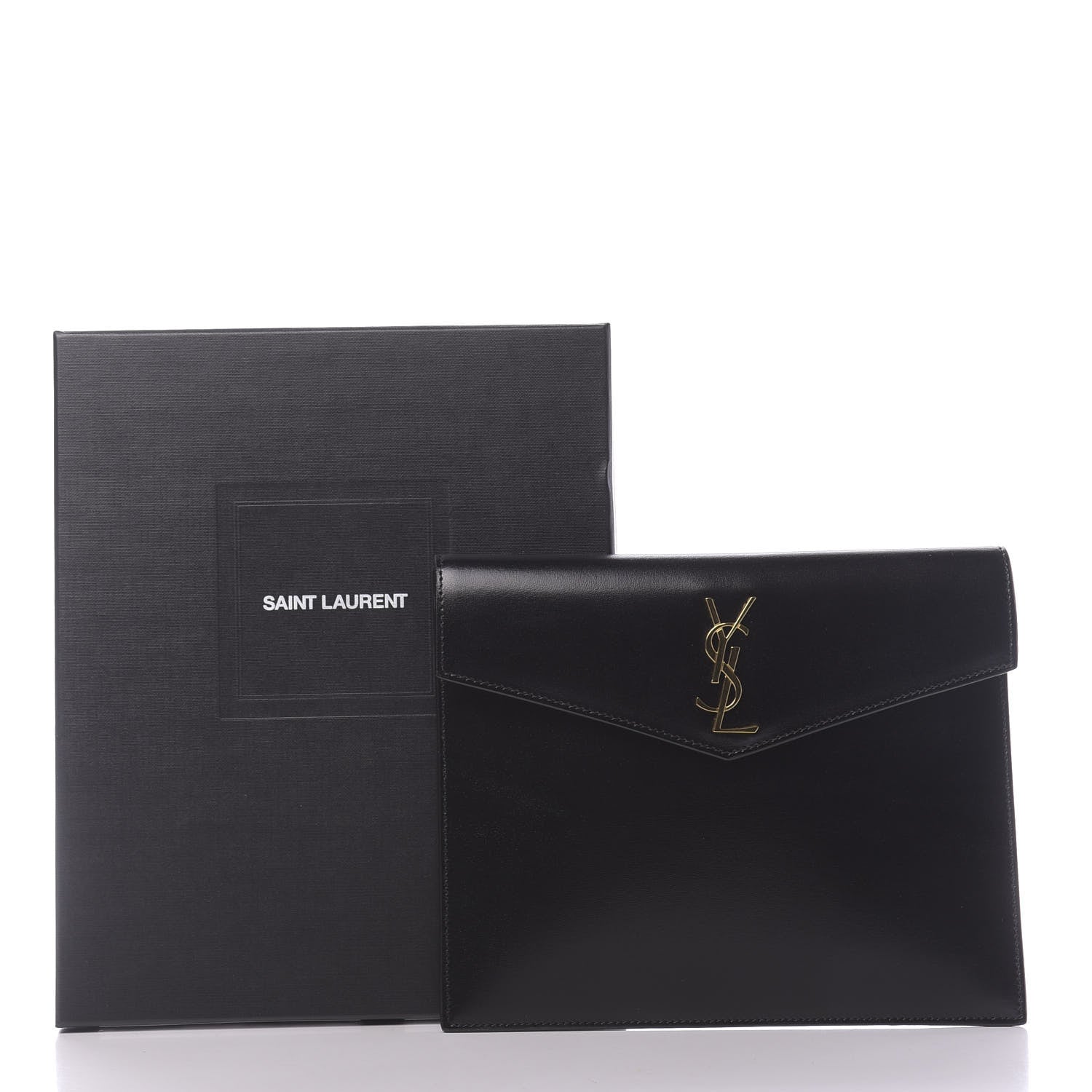 Saint Laurent Smooth Shiny Calfskin Monogram Uptown Baby Pouch Black 9 of 9