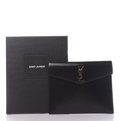 Saint Laurent Smooth Shiny Calfskin Monogram Uptown Baby Pouch Black 9 of 9