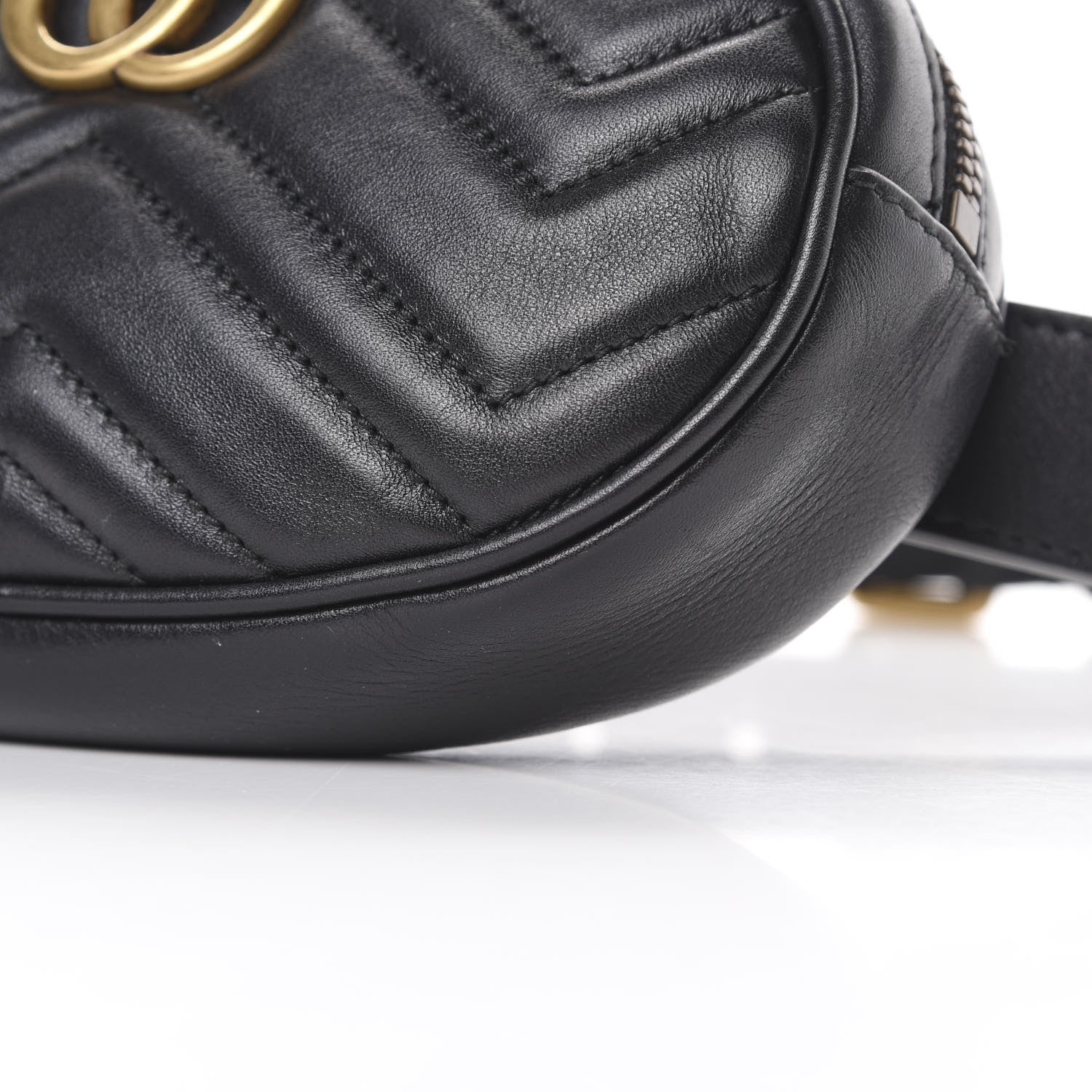 Gucci Calfskin Matelasse GG Marmont Belt Bag 85 34 Black 9 of 13