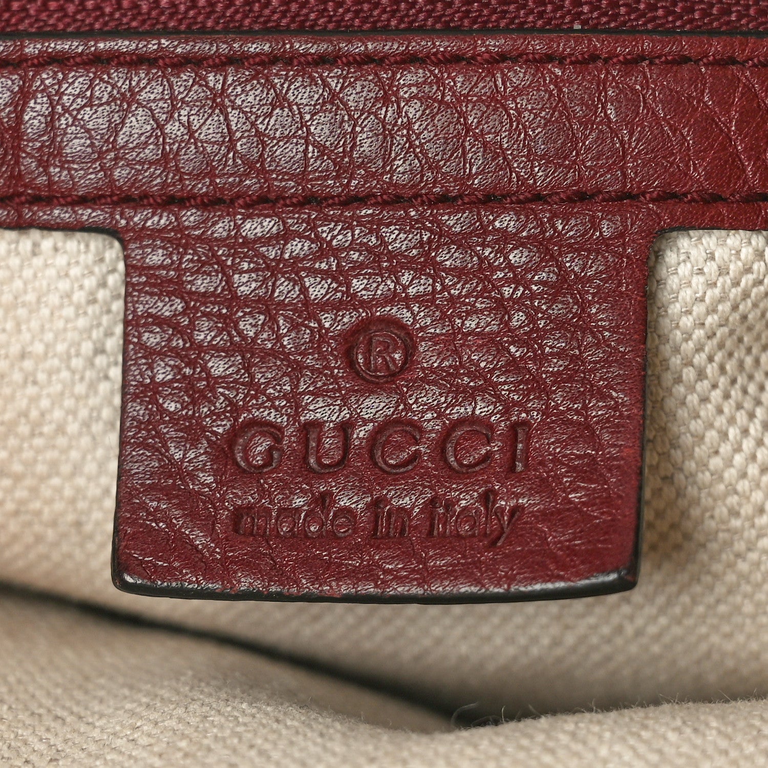 Gucci Pebbled Calfskin Medium Soho Messenger Bag Bordeaux 6 of 10