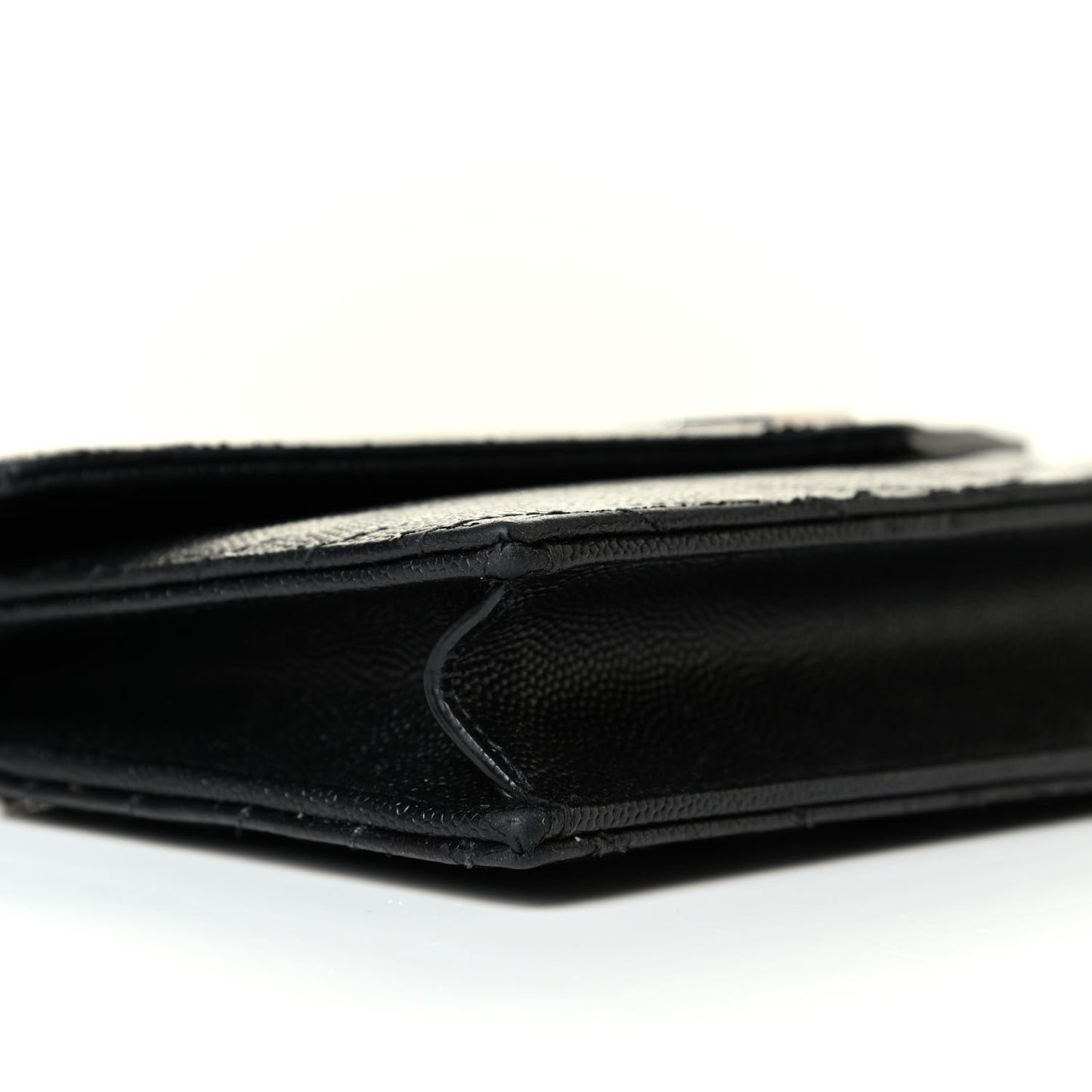 Grain De Poudre Matelasse Chevron Monogram Envelope Chain Wallet Black