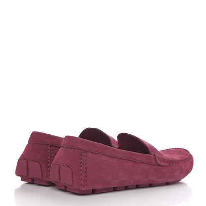 Louis Vuitton Suede Damier Shade Moccasin Loafers 9.5 Framboise 2 of 5