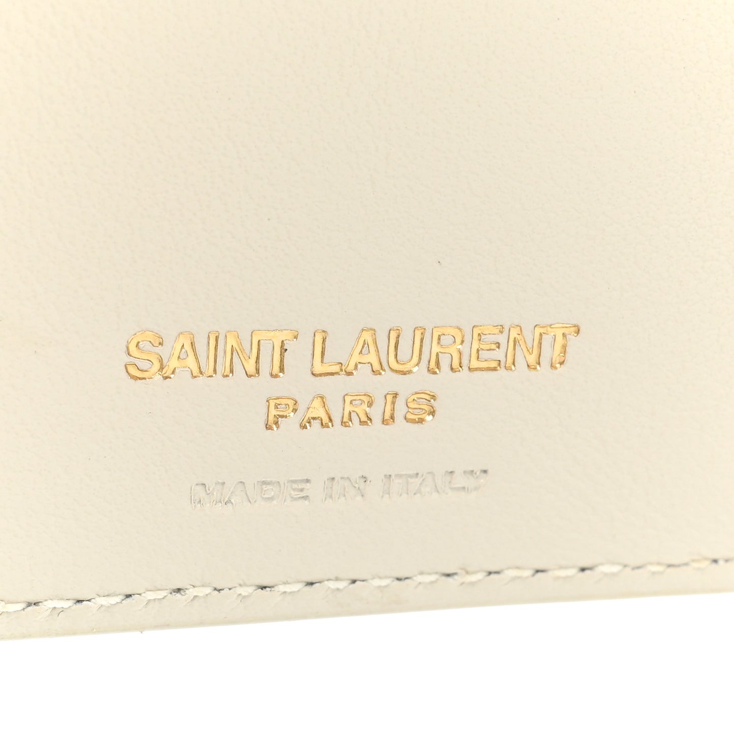 Calfskin Star Print Monogram Trifold Wallet White