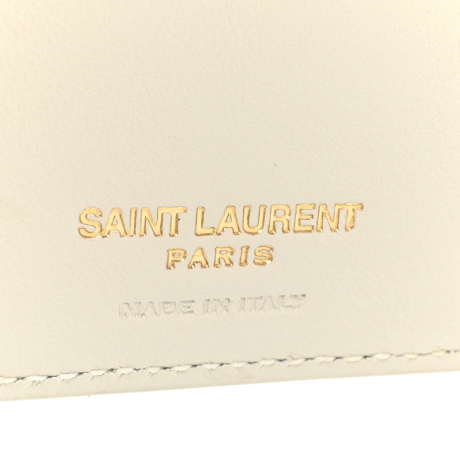 Saint Laurent Calfskin Star Print Monogram Trifold Wallet White 8 of 12