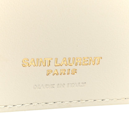 Saint Laurent Calfskin Star Print Monogram Trifold Wallet White 8 of 12